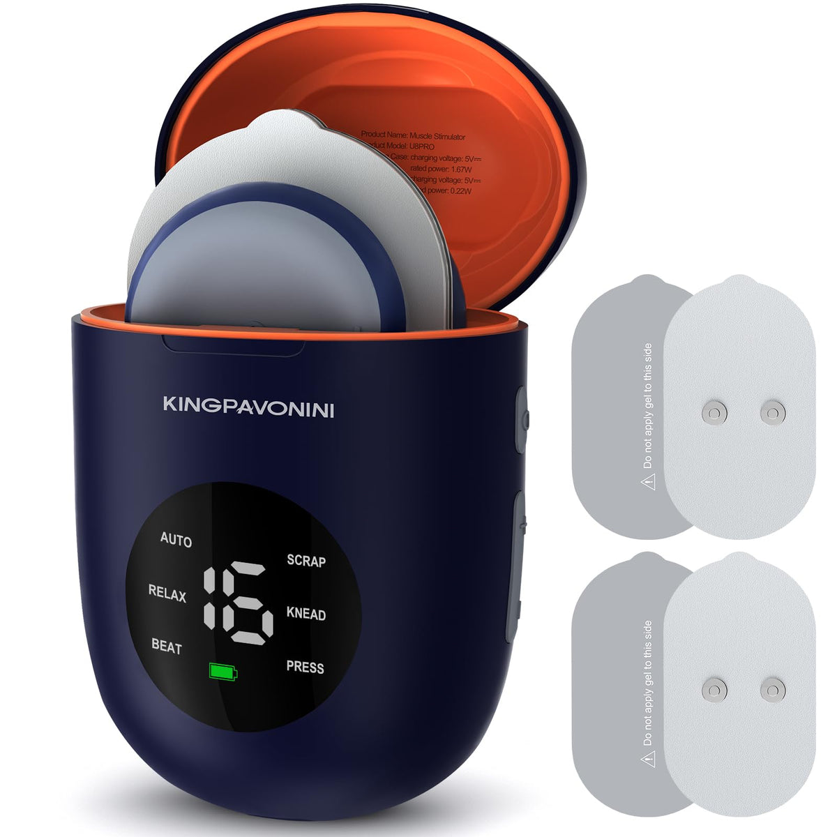 KingPavonini Wireless TENS Unit Muscle Stimulator, Pain Relief, Model U8PRO – Blue Grey Colorful Blue Blue Red Red