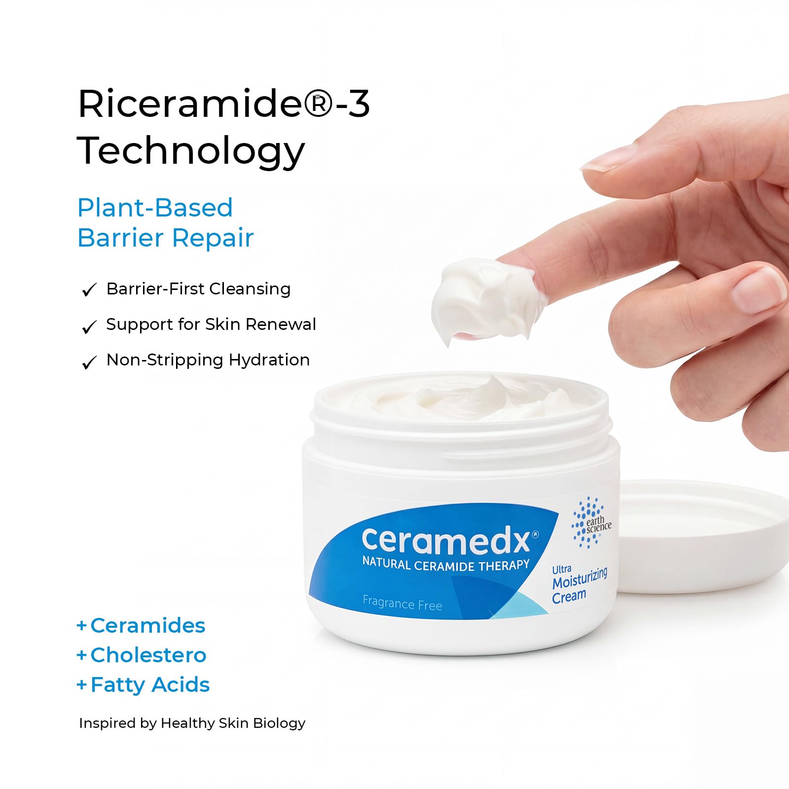 Ceramedx Ultra Moisturizing Ceramide Body Cream in a 6 oz jar, unscented skin moisturizer with nourishing ceramides.
