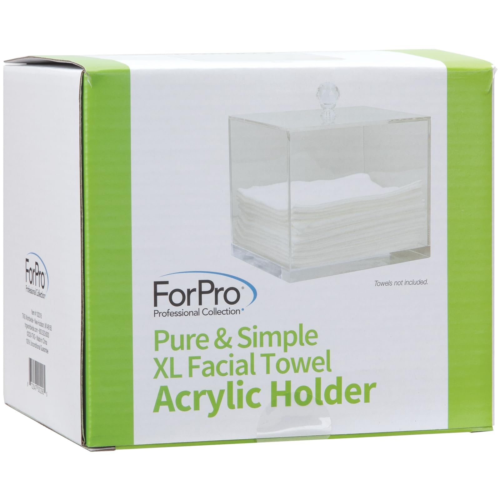 ForPro Acrylic XL facial towel holder holding 50 skin cleaning wipes, designed for professional skincare use.