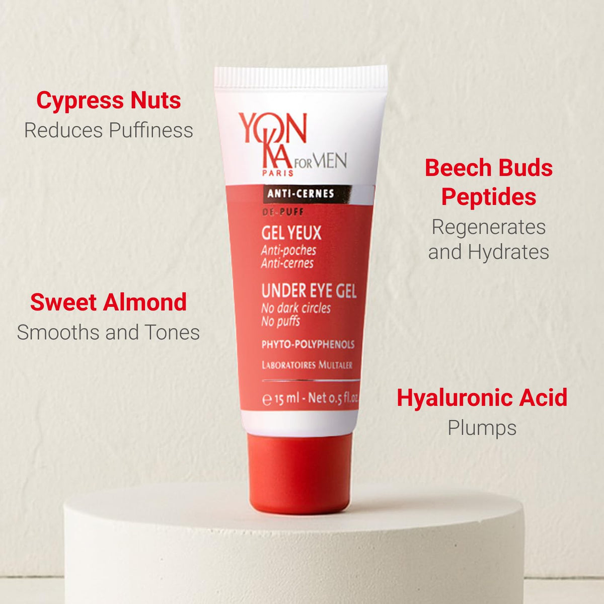 Yonka Yon-Ka Men's Eye Gel, For Puffiness & Dark Circles – packaging and label