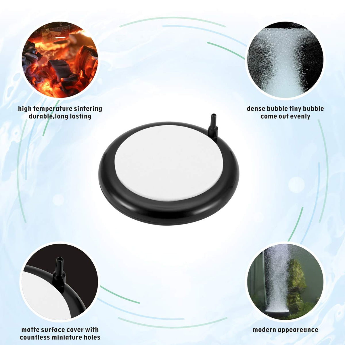 hygger Aquarium Air Stone, Bubble Stone Fish Tank Oxygen Ultra Silent Deep Dissolving Oxygen Diffuser Kit for Aquarium F