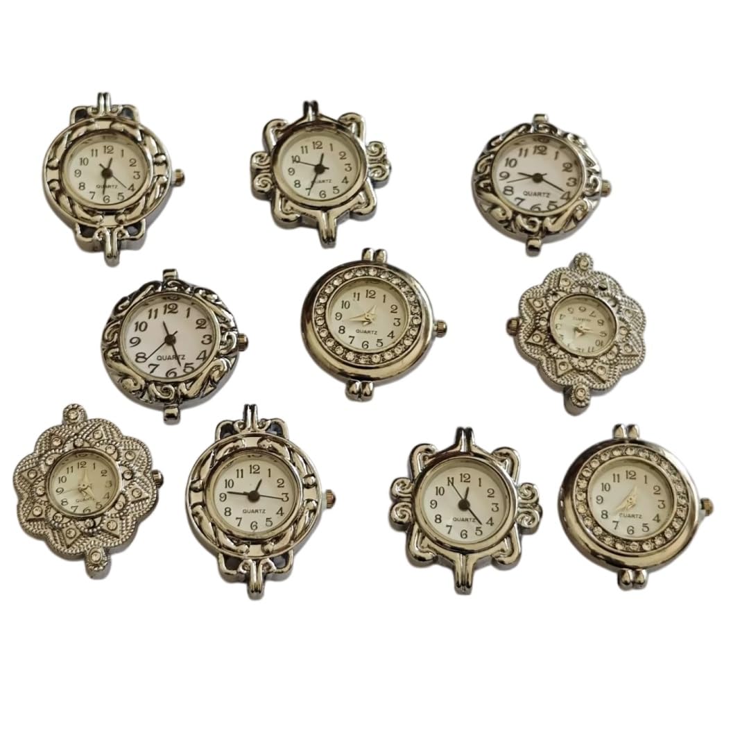 ChangJin Jewelry ChangJin 10PCS Mixed Lot of Silver Tone Quartz Watch face Links for Bracelet Jewelry Making (10) – prod