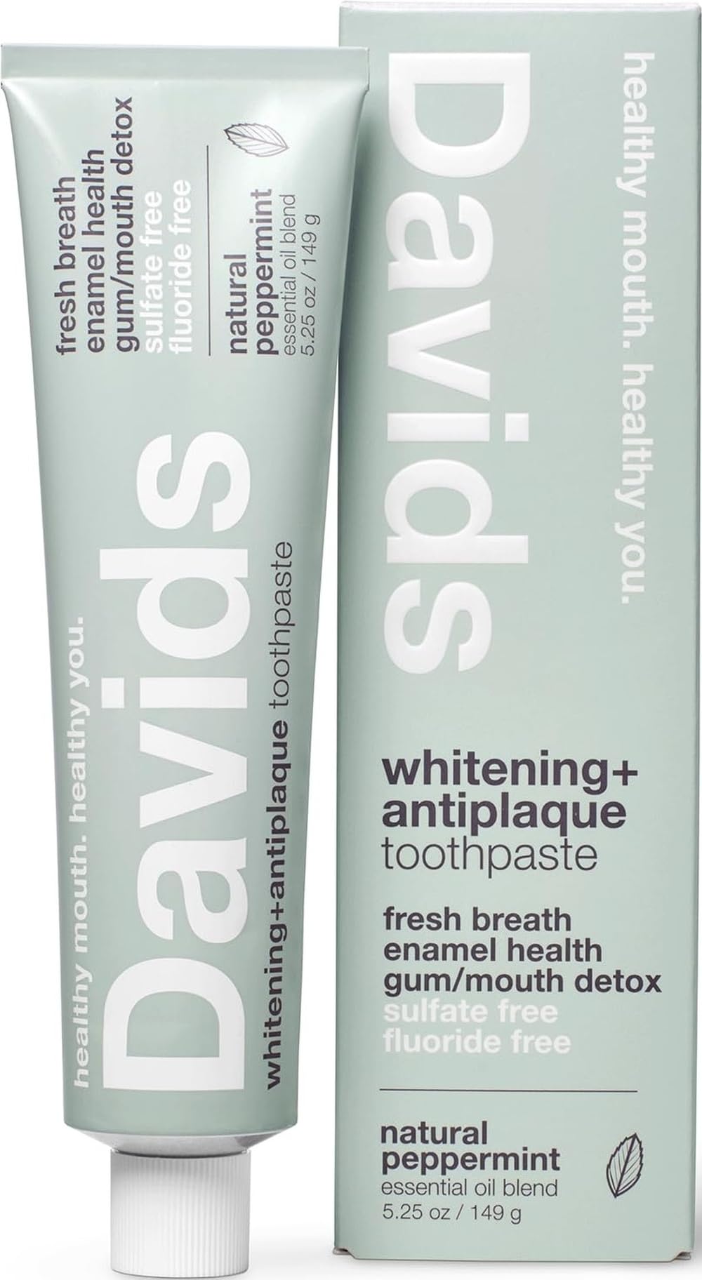 Davids Fluoride Free Toothpaste Teeth Whitening SLS Free Peppermint 5.25oz