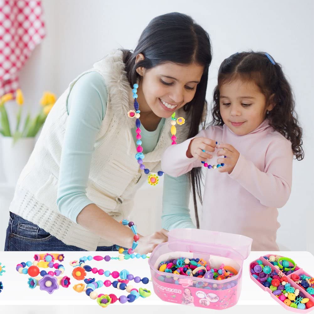 BIRANCO. Pop Beads, Jewelry Making Kit - Arts and Crafts for Girls 3-7 Years Old, Snap Beads Toys - Necklace, Bracelet, 