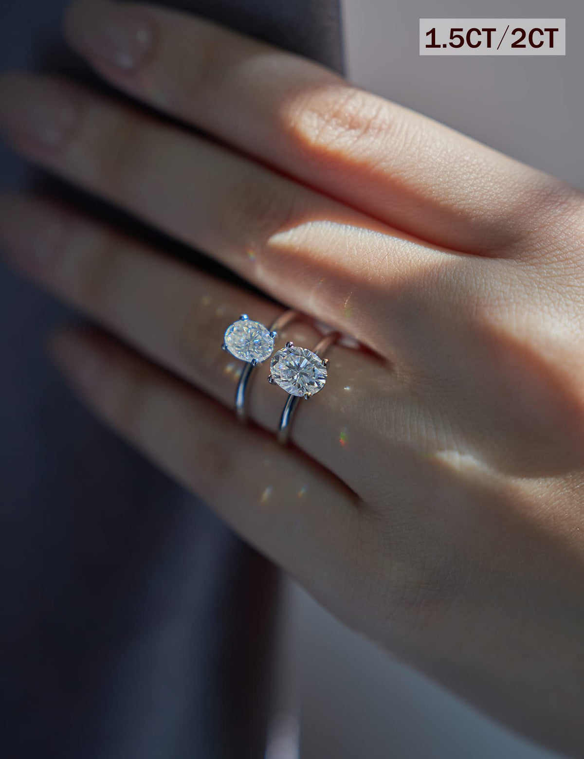 IMOLOVE Moissanite Engagement Rings for Women Round Oval Solitaire & Pave – back view and specifications