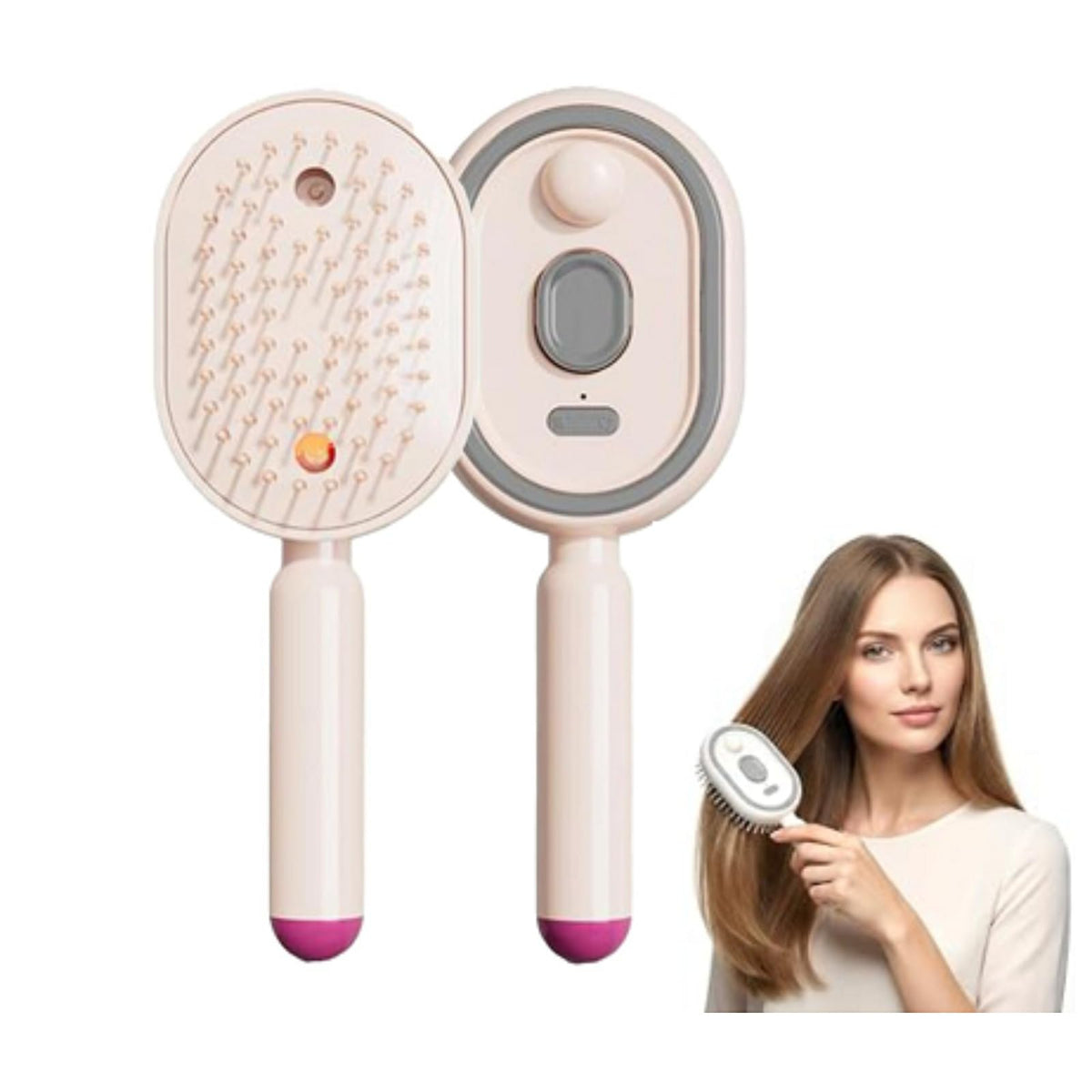 BONTEBIAN Aoyaanew Hair Straightener Brush,Steam Hair Brush (Pink) – product photo (Hair Brushes)