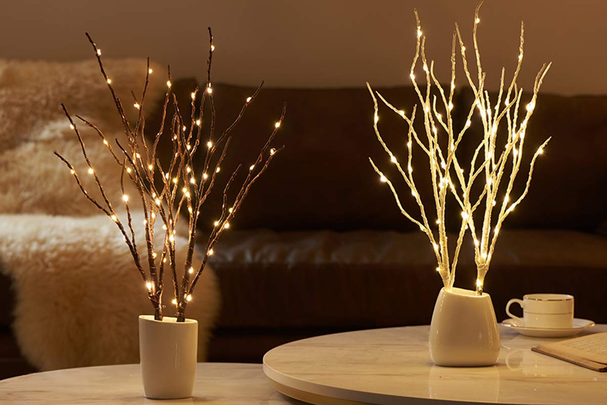 Fudios Lighted Branches with Timer 70 LED Fairy Lights 18in Battery Operated, Willow Branches with Lights for Vase Chris