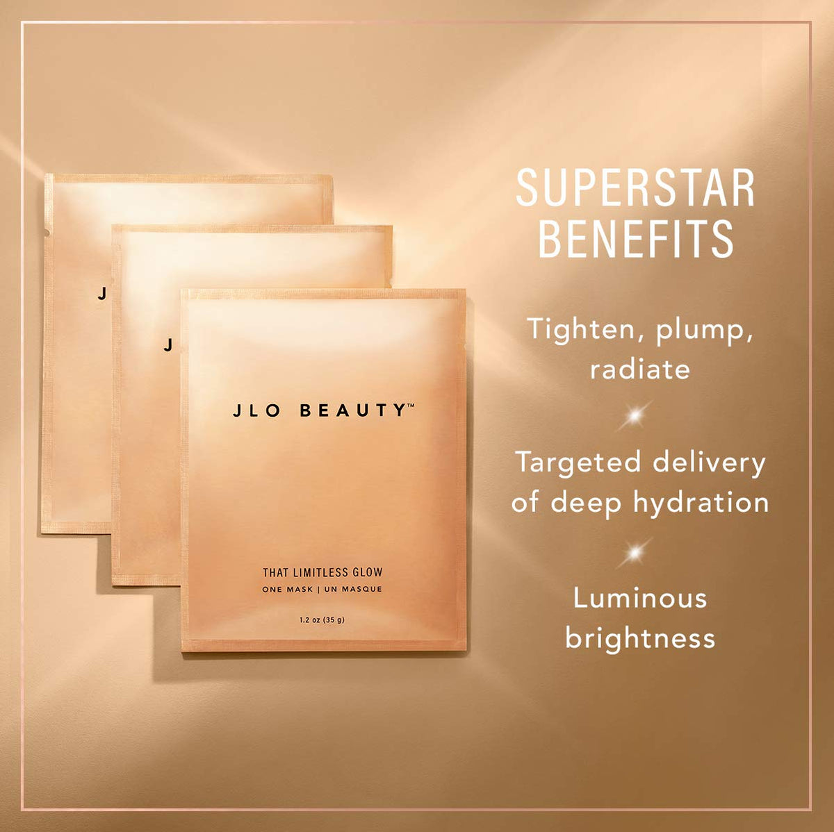 JLO BEAUTY That Limitless Glow Hydrating Sheet Mask, Brightening, 3-Pack – product photo (Masks)