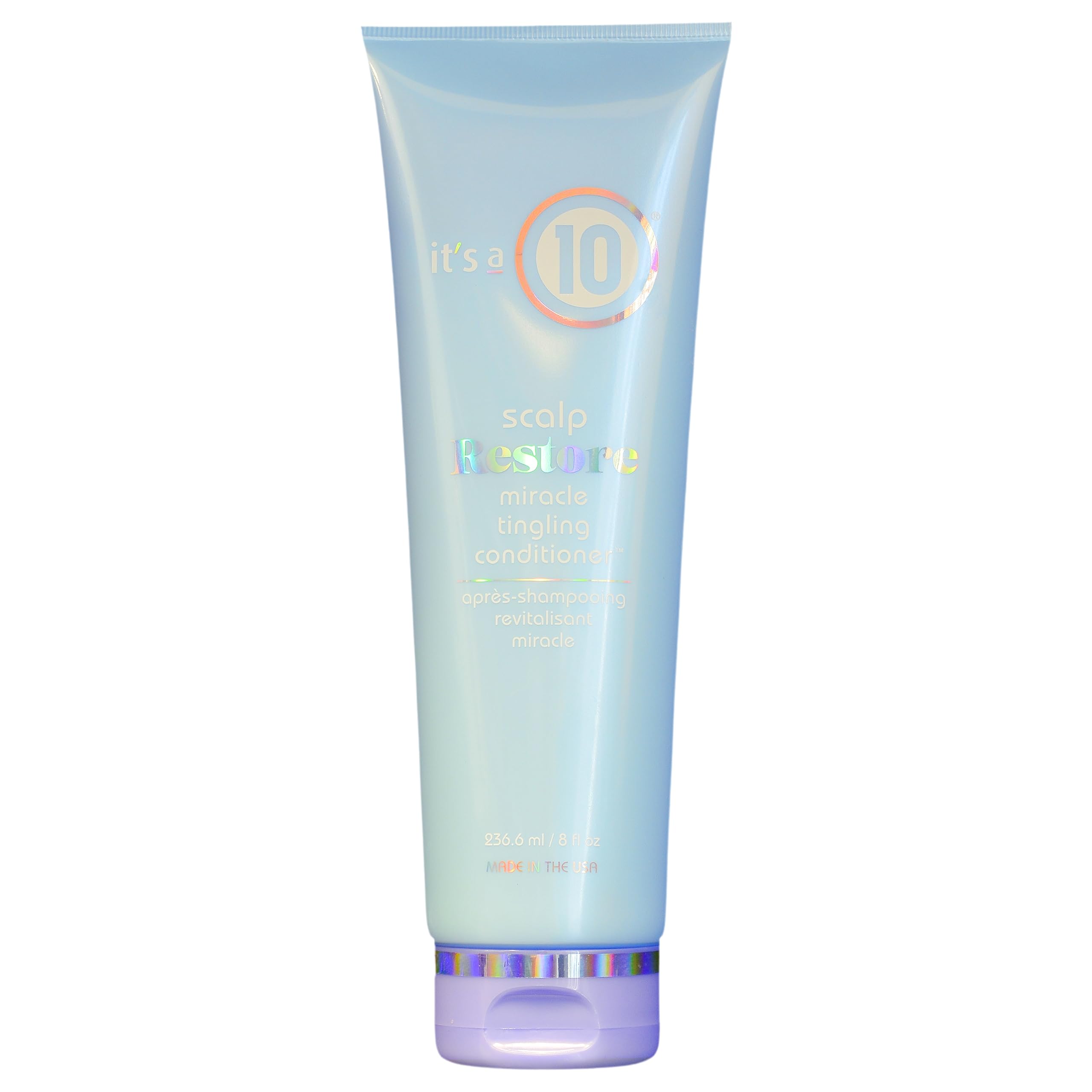 It's a 10 Scalp Restore Miracle Tingling Conditioner bottle from It's a 10 Haircare, showcasing the 8 oz size with a sleek design.