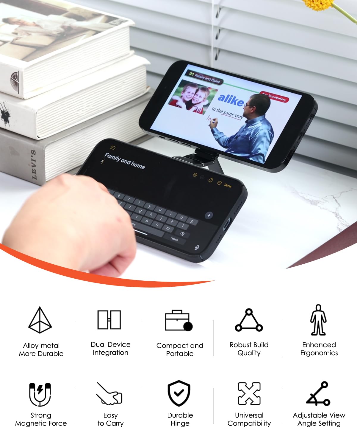 asStylish Twins Carry: Magnetic Dual-Phone Holder for iPhone & Android | Lightweight Solution for Professionals, Travele