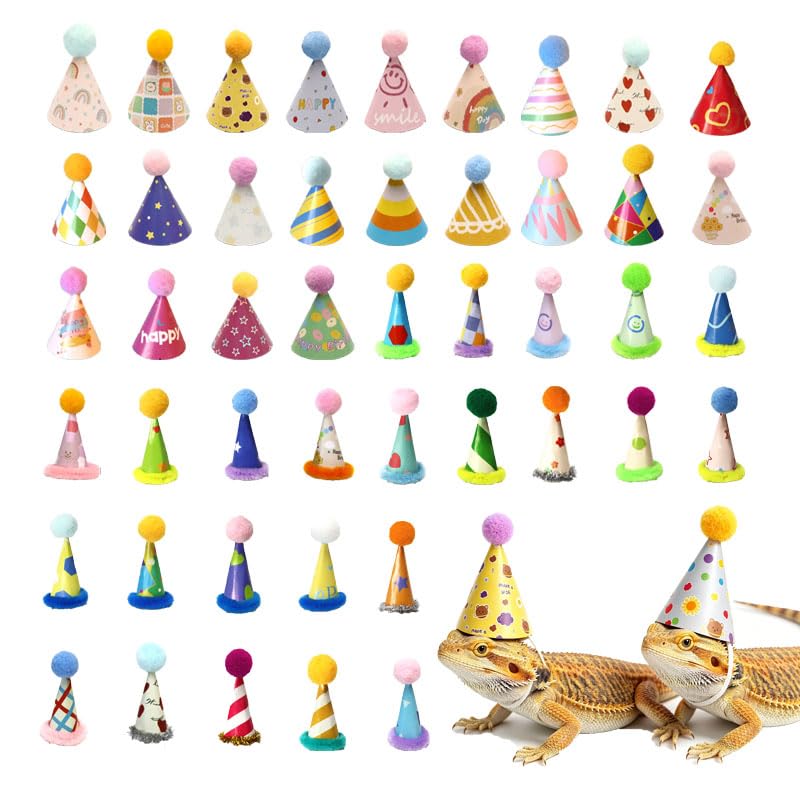 50 Pcs Mini Birthday Hats, Small Party Hats for Stuffed Animals, Party Hats for Stuffed Animals, Mini Birthday Hats for 