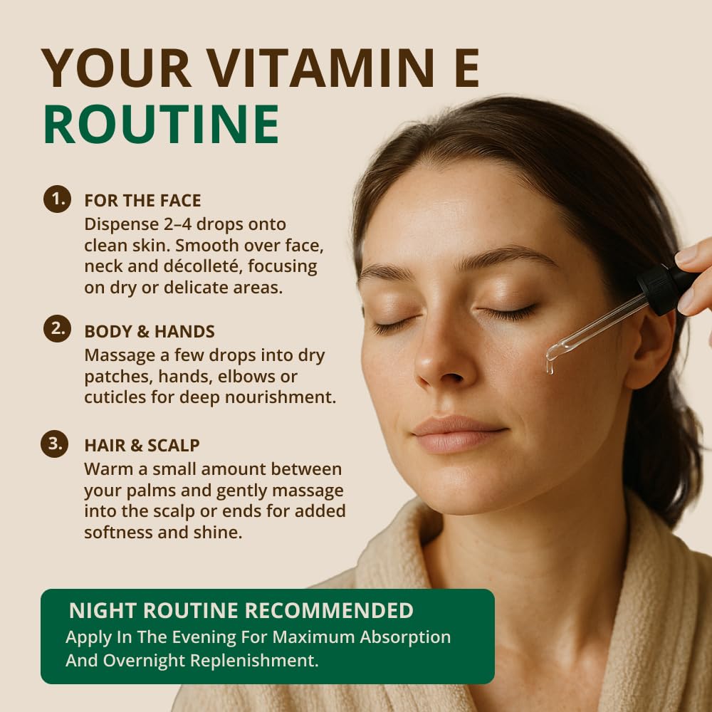 Vitamin E Oil - 100% Pure & Natural, 42,900 IU. Repair Dry, Damaged Skin from Surgery & Acne, Age Spots & Wrinkles. Boost Collagen for Moisturized, Youthful-looking Skin. d-alpha tocopherol