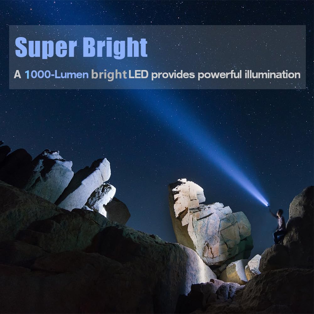 YIERBLUE Rechargeable Spotlight, Super Bright 2000,000 High Lumen LED Handheld Spotlight Long Lasting Large Flashlight S