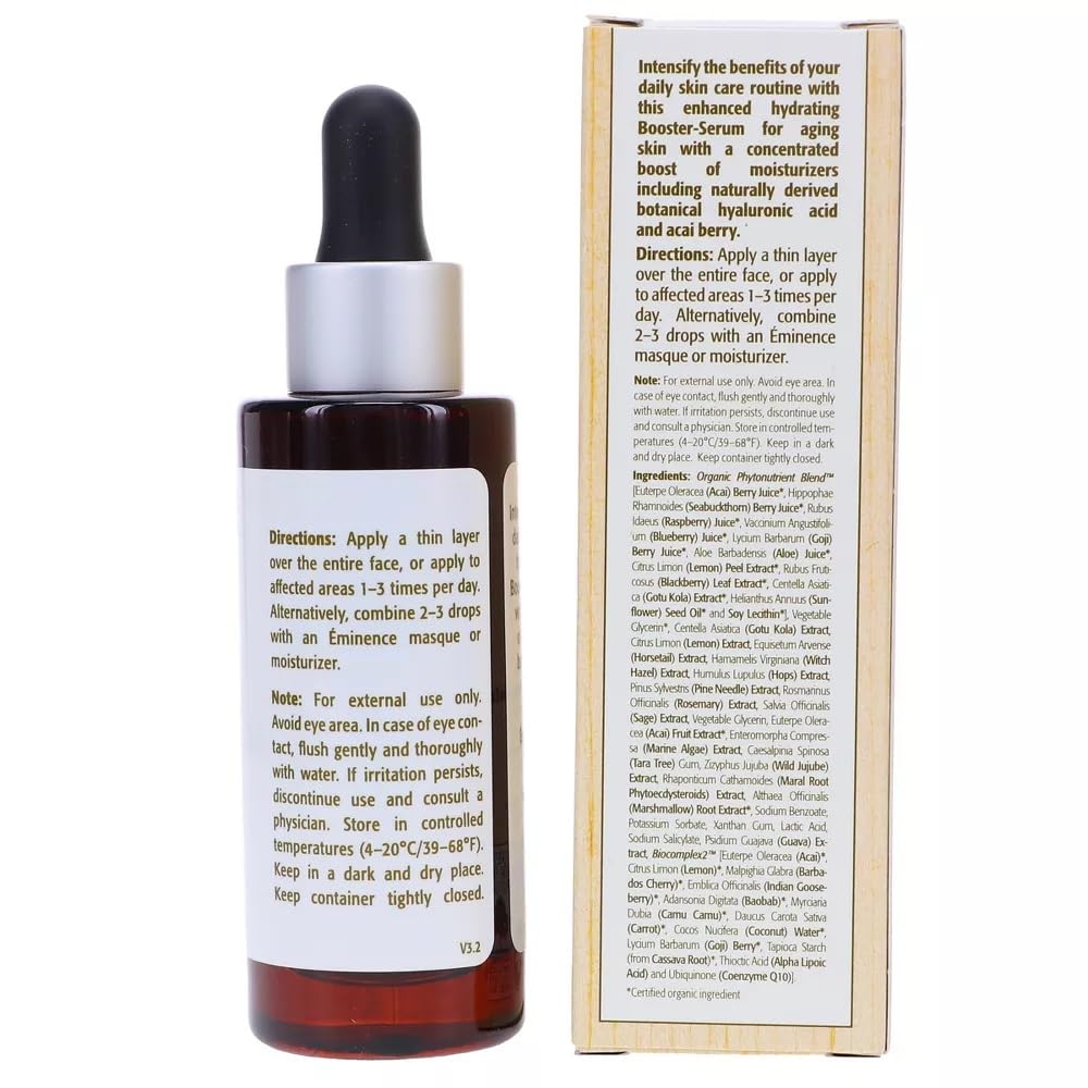 Eminence Firm Skin Acai Booster Serum in 1 oz bottle, unisex skin serum with acai extract for firm, healthy skin.