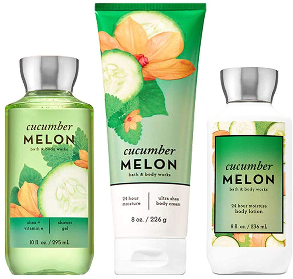 Bath & Body Works Signature Collection Cucumber Melon Gift Set ~ Body Cream ~ Shower Gel & Body Lotion. Lot of 3 – produ