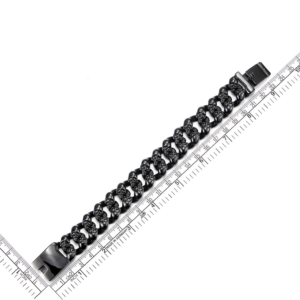 COOLSTEELANDBEYOND Mens Steel Vintage Twisted Braided Link Chain Bracelet with Skulls, Spring Clasp, Gothic Biker – prod