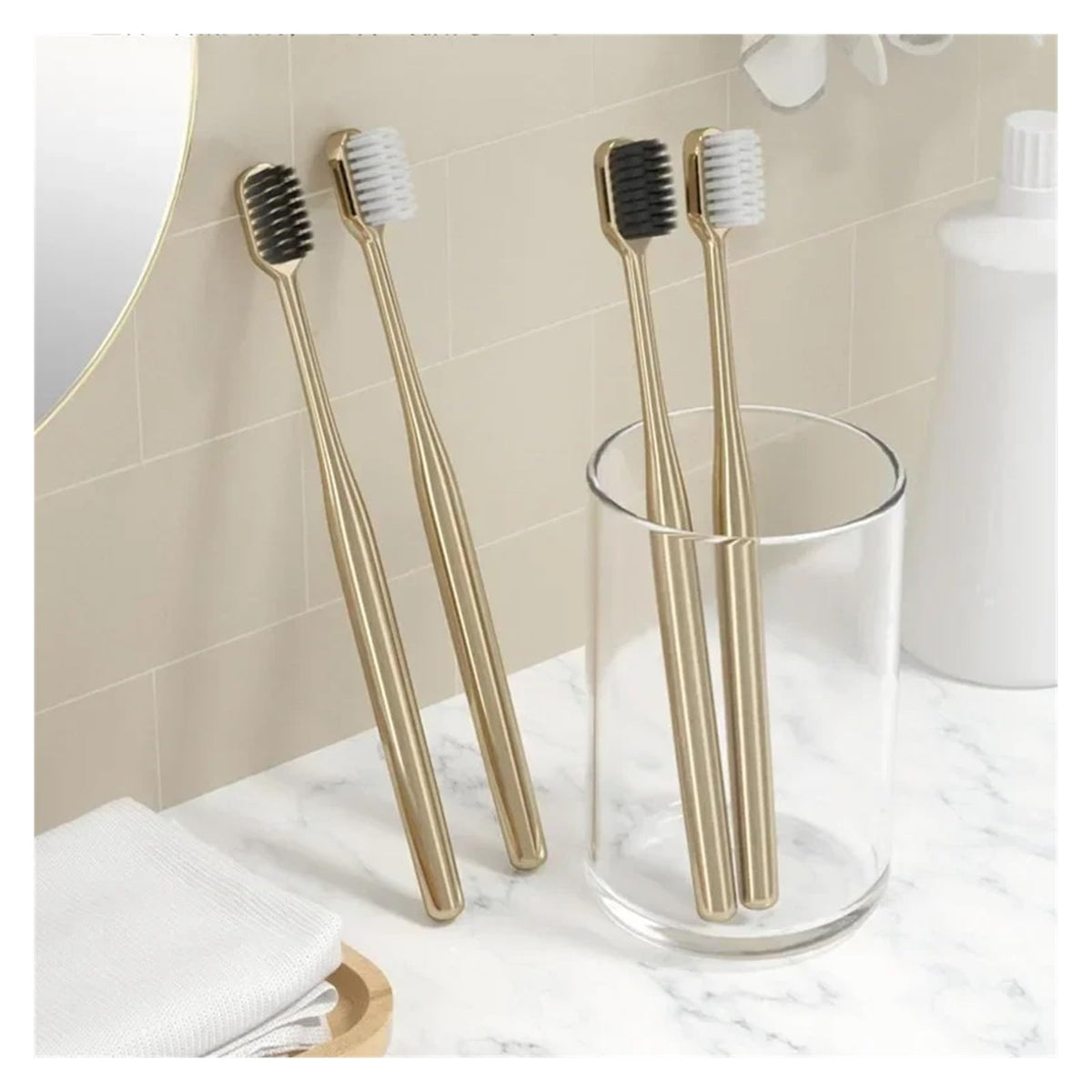 Gold Silver Manual Toothbrush Adults Soft Bristles Gentle - KHOGSBPSW Official Imagery - 5
