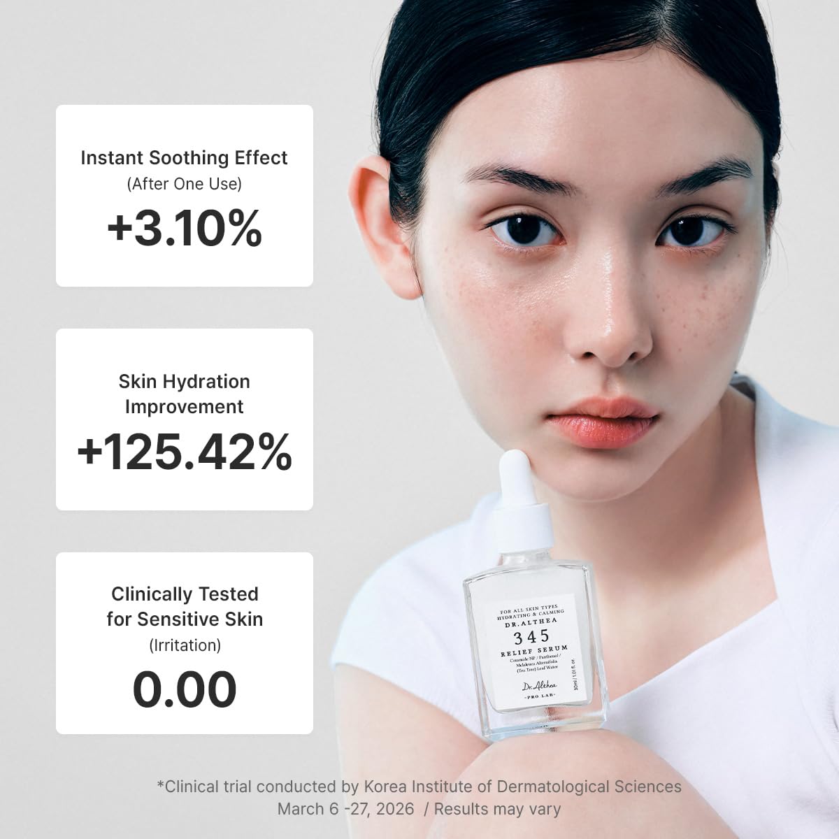 Dr.Althea 345 Relief Serum, Korean Vegan Skin Care, 1.01 Fl Oz – back view and specifications