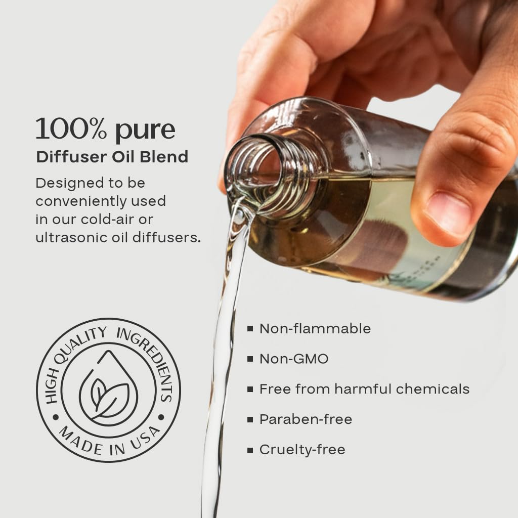 AromaPlan Vanilla Birch diffuser oil 5 oz bottles in a 2-pack, essential oil with vanilla and birch scent, in clear bottles with black caps