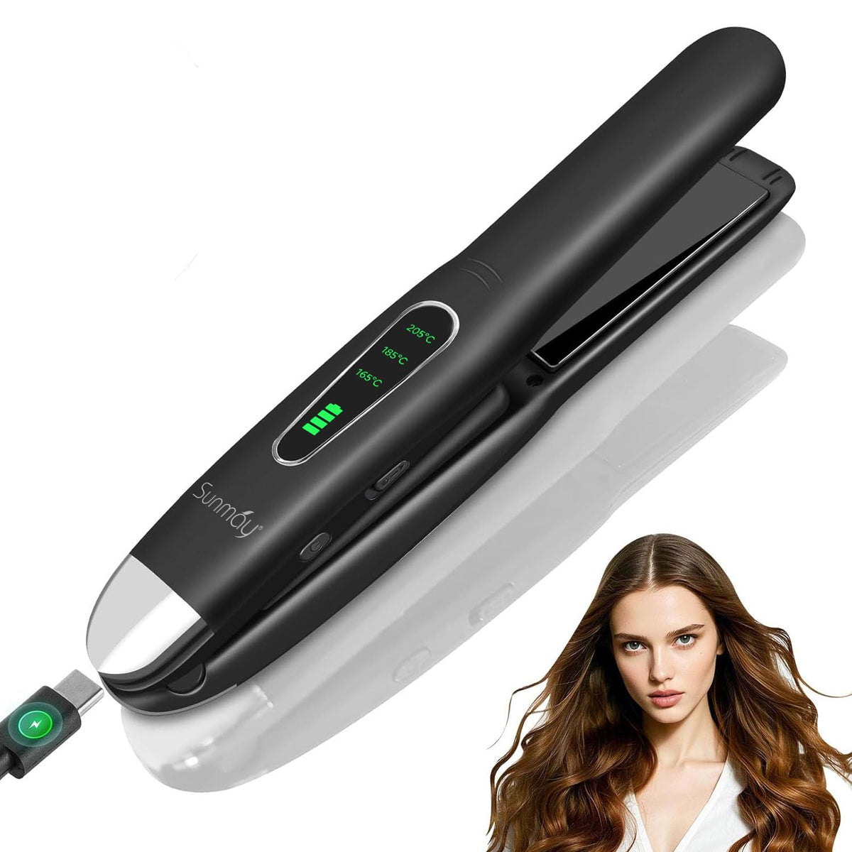 SUNMAY Cordless Hair Straightener, 0.85 Inch Titanium Portable Hair Straightener for Travel, Cordless Mini Flat Iron Hai