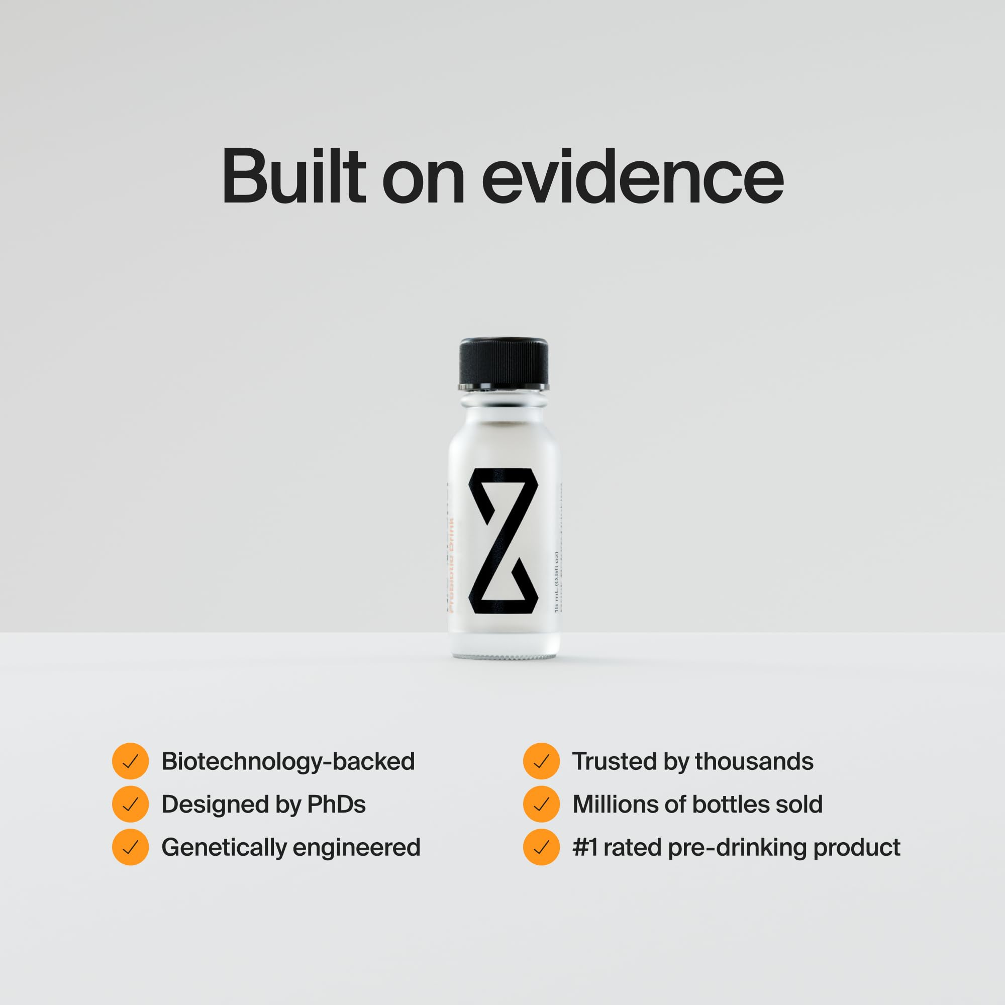 ZBiotics Pre-Alcohol Probiotic Drink 3-pack bottles, dietary supplement, with labels showing probiotic ingredients and branding