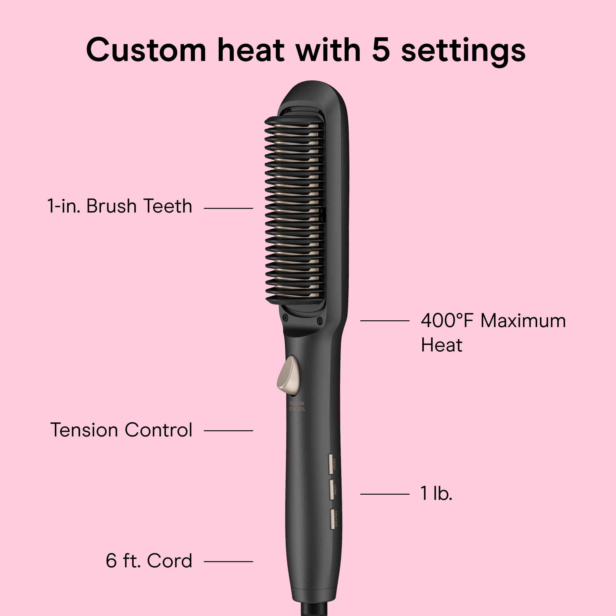 Conair InfinitiPRO Straightening Brush, Tension Control Ionic Styler, Gray