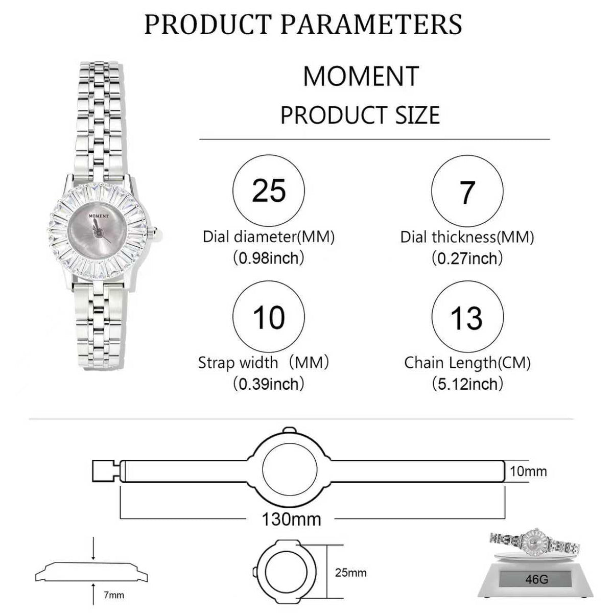 GORBEN Gold-Tone Women's Watch with High-Precision Quartz Movement, Crystal Bezel Ultra-Thin Wristwatch, Elegant Gift Bo
