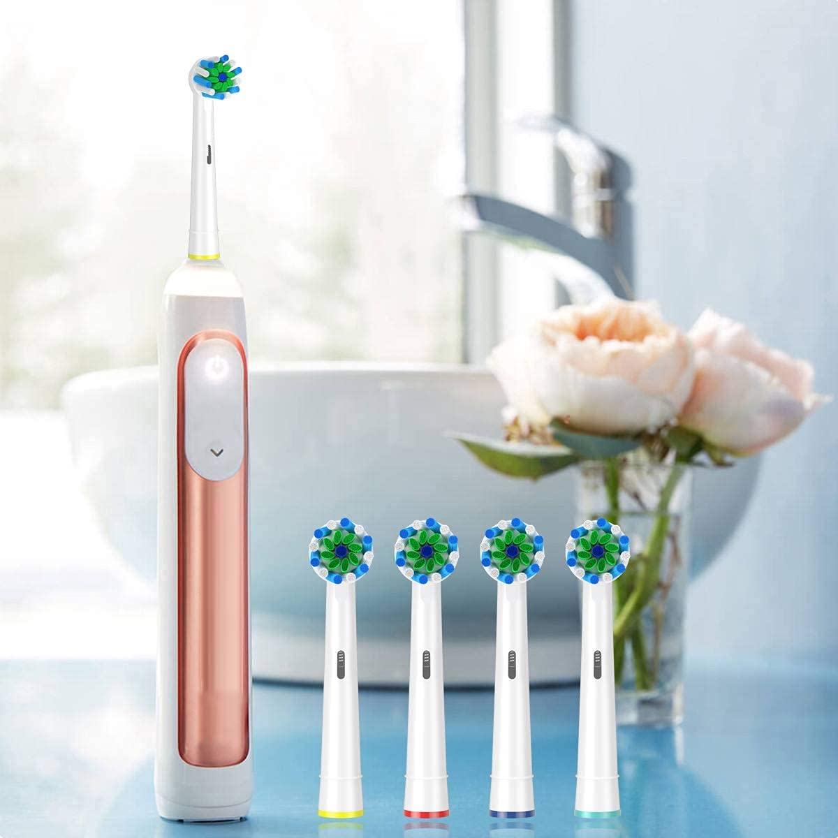 Set of 12 Schallcare replacement toothbrush heads for Oral-B electric toothbrushes, featuring soft bristles and easy installation.