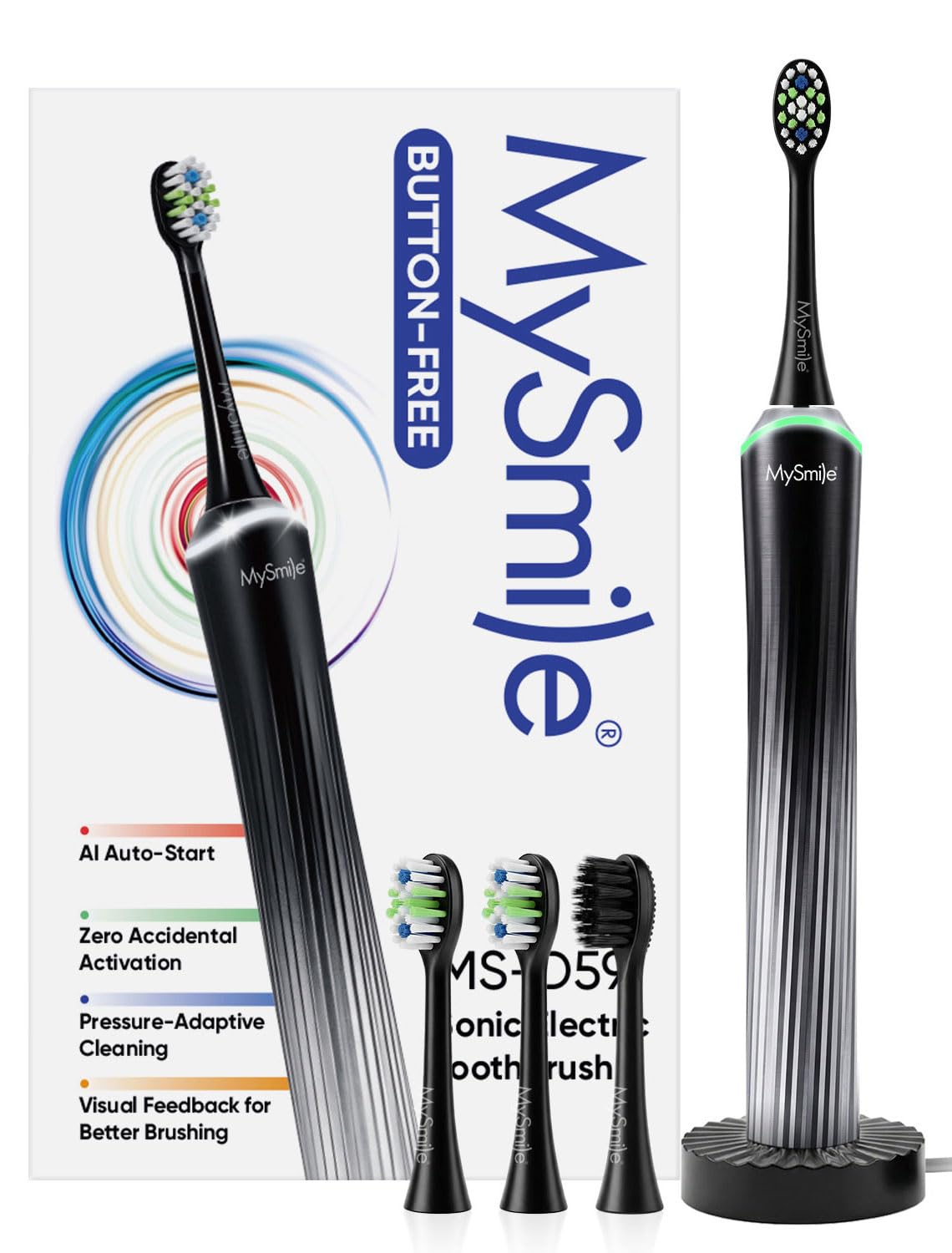 MySmile MS-D59 Button-Free Pressure Sensor Electric Toothbrush for Adults – product photo (Sonic)
