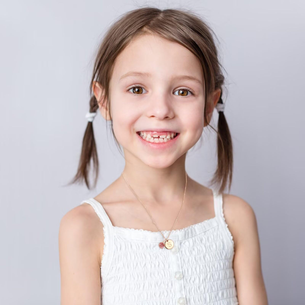 Hidepoo Initial Birthstone Necklace for Girls Women - Personalized Gifts – close-up detail in 07-July -Lab Grown Ruby