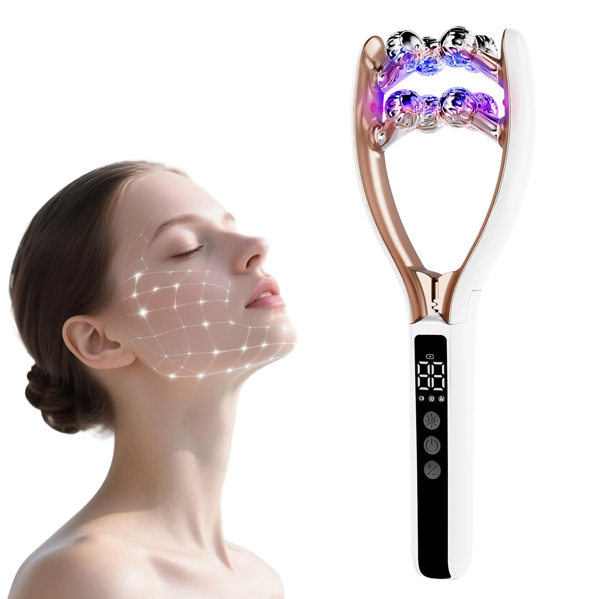 Wireless Face Massager Tool 8 Roller 3D Face Roller for - SZMDLX Official Imagery - 1