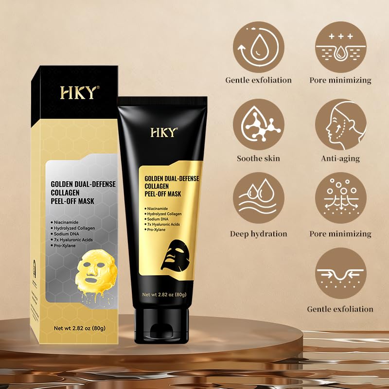 HKY Gold Dual-Anti Collagen Peel Off Face Mask, 7x Hyaluronic - Product Imagery