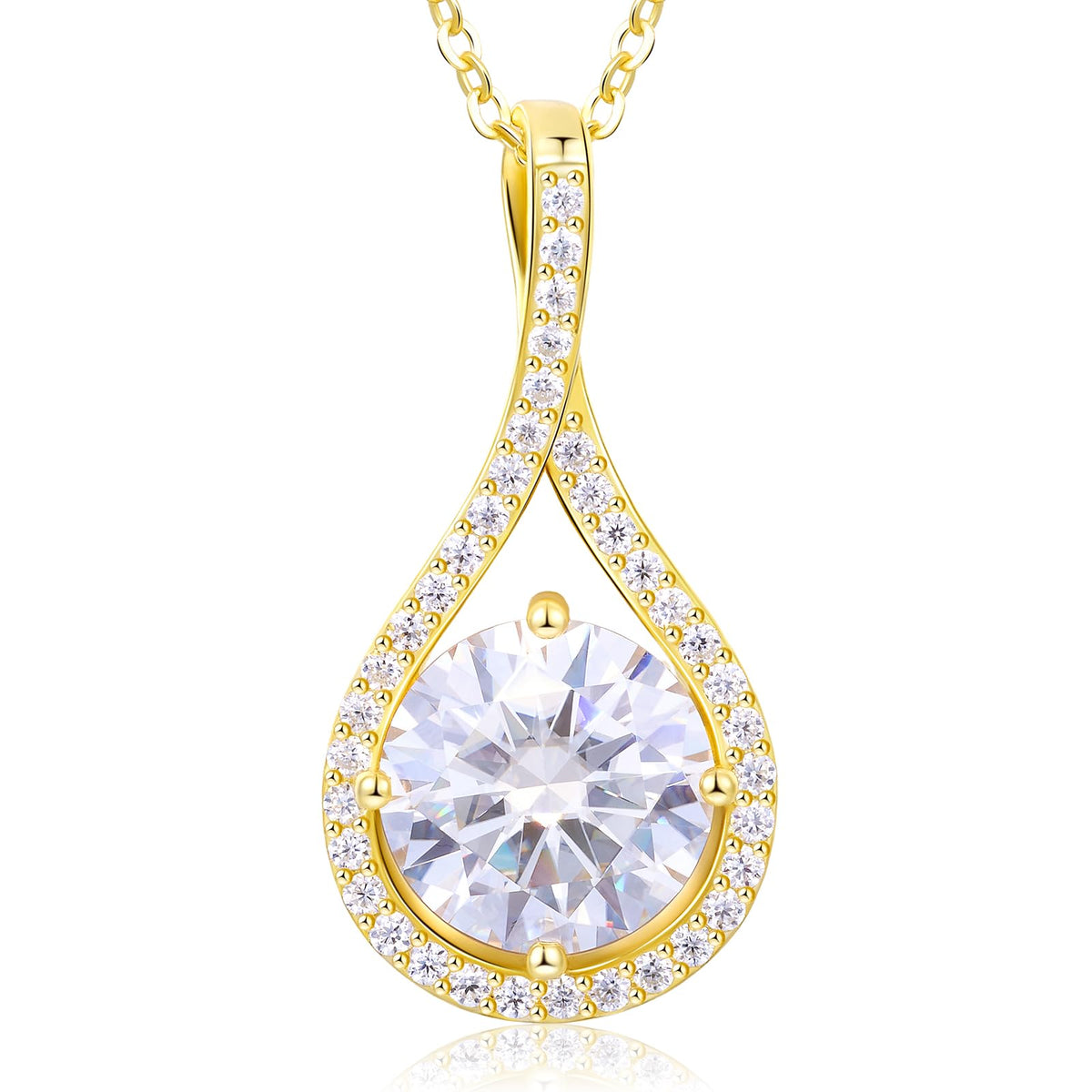 E-EMERMAKING Moissanite Necklace Gift for Women, 925 Sterling Silver 18K White/Yellow Gold Vermeil 0.5-6.0CT Moissanite 