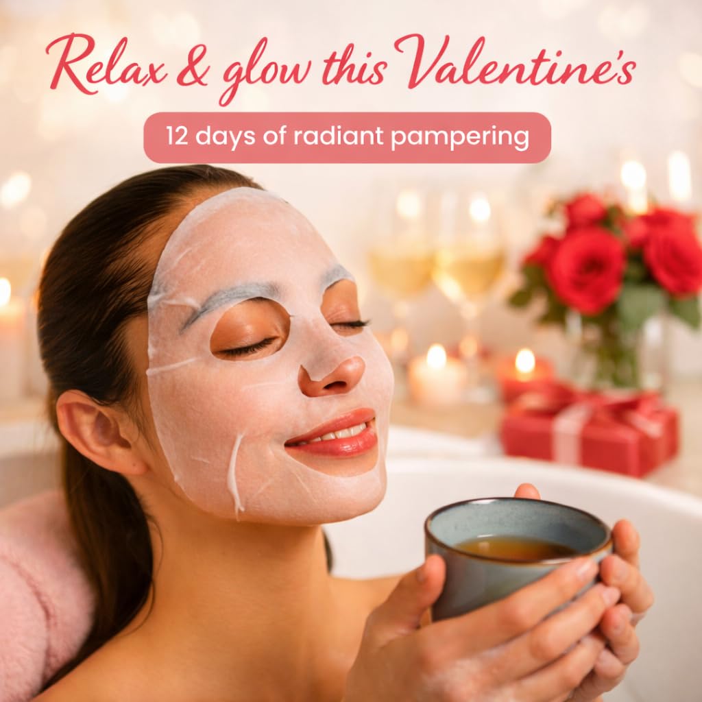 FACETORY 12-Day Korean Face Mask Gift Set, Hydrating, Soothing & Glowing – packaging and label