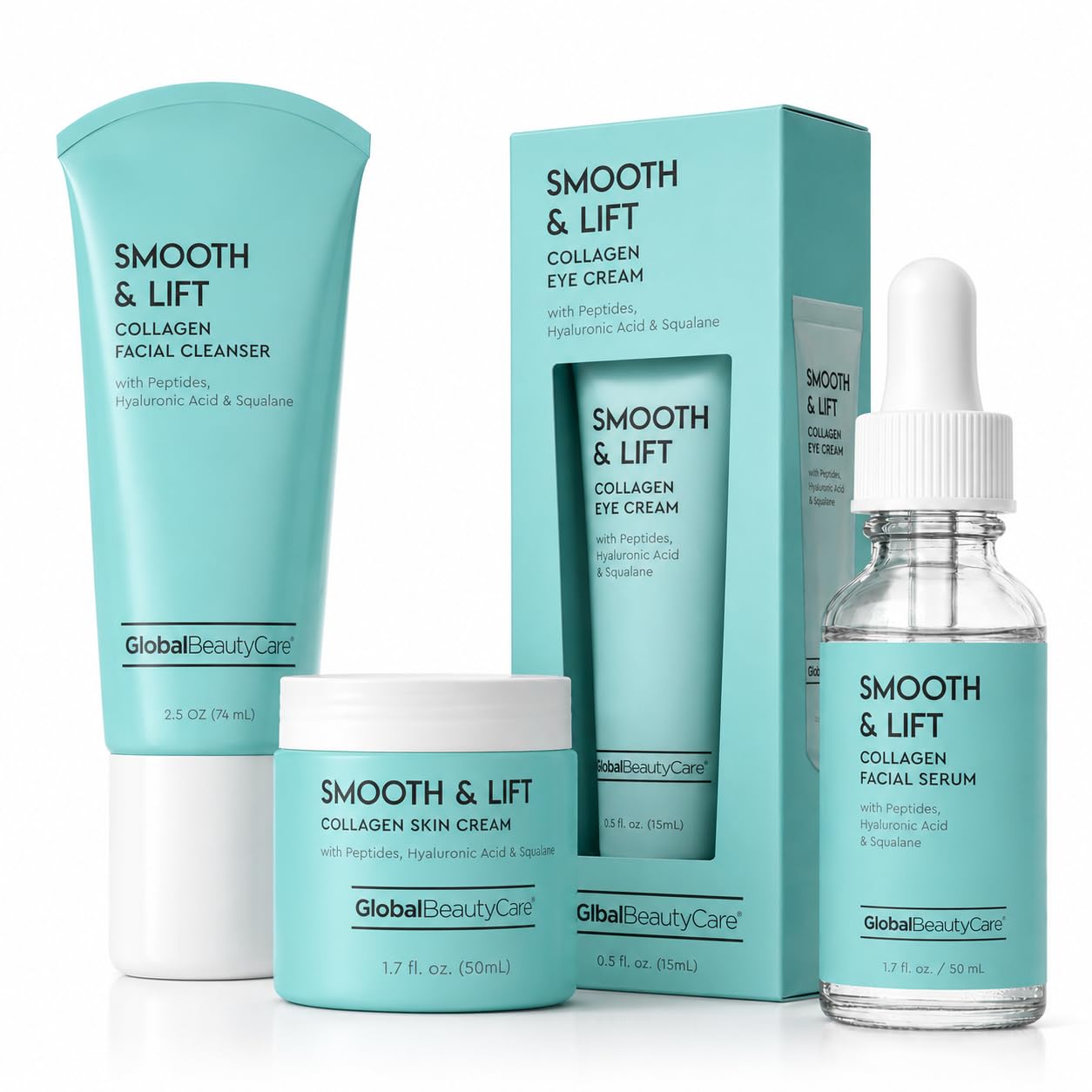 Global Beauty Care Smooth & Lift Collagen Skin Care Routine - Product Imagery