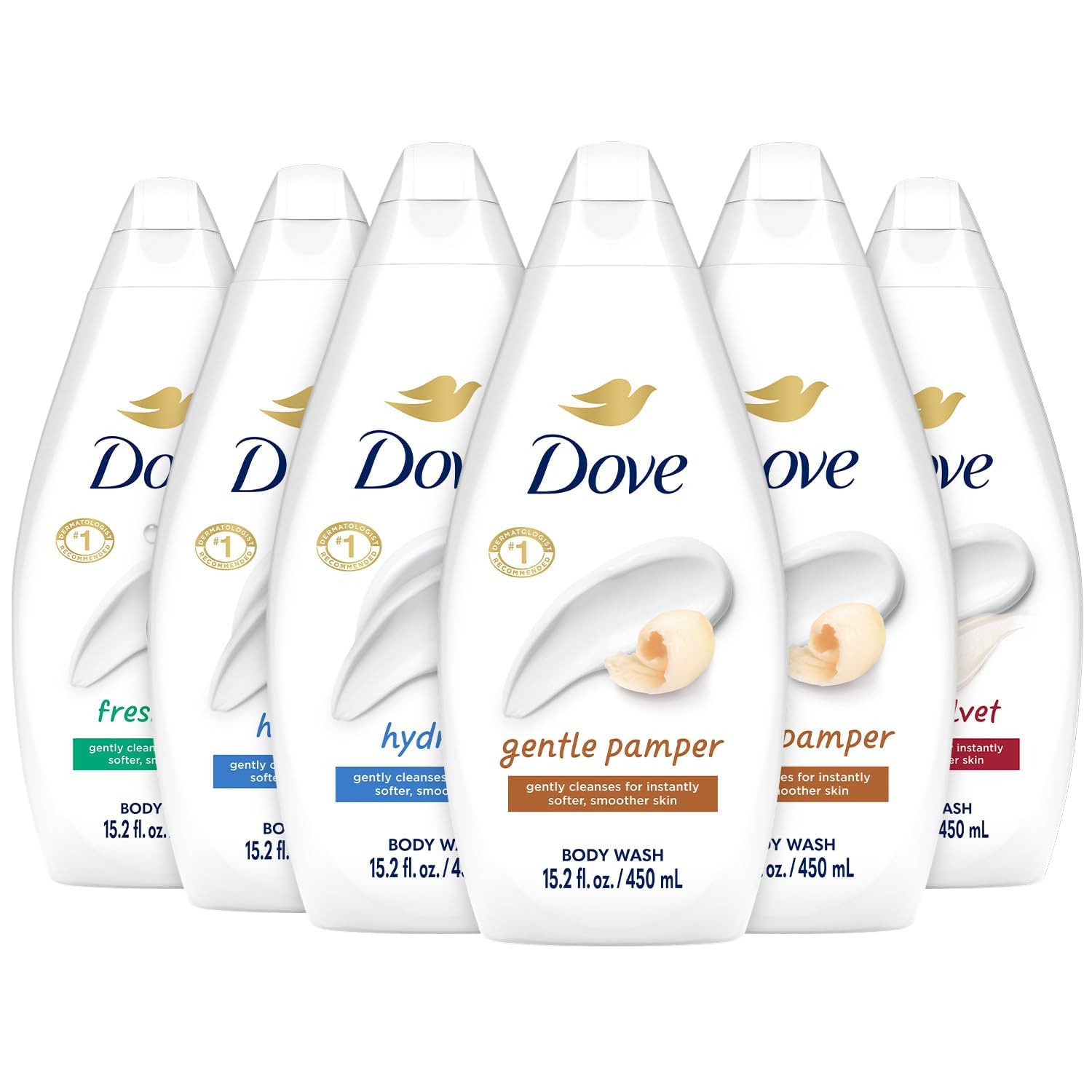 Dove Moisturizing Body Wash, Variety 6-Pack, 15.2 Oz Ea