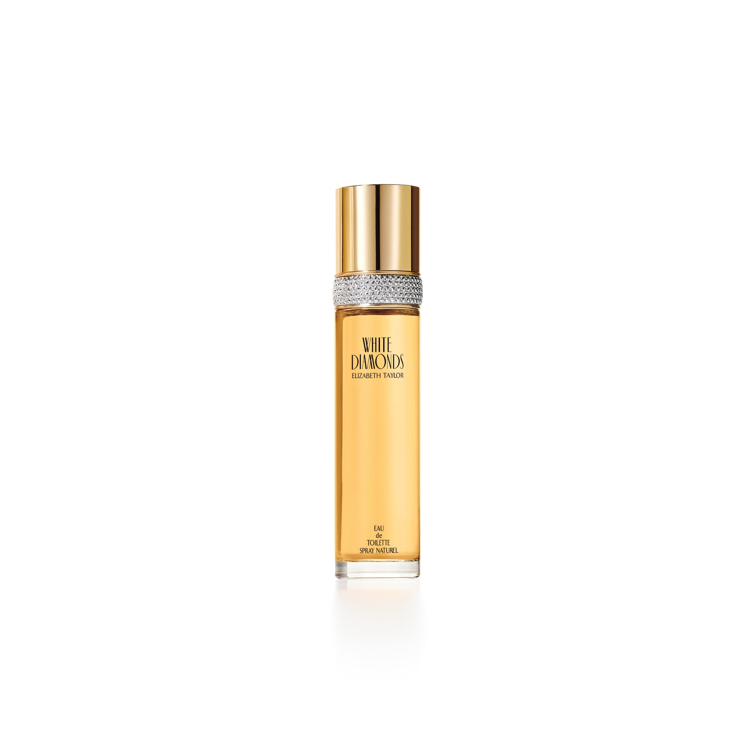 Elizabeth Taylor White Diamonds EDT women’s fragrance bottle, 3.3 fl oz, featuring a classic white floral design.