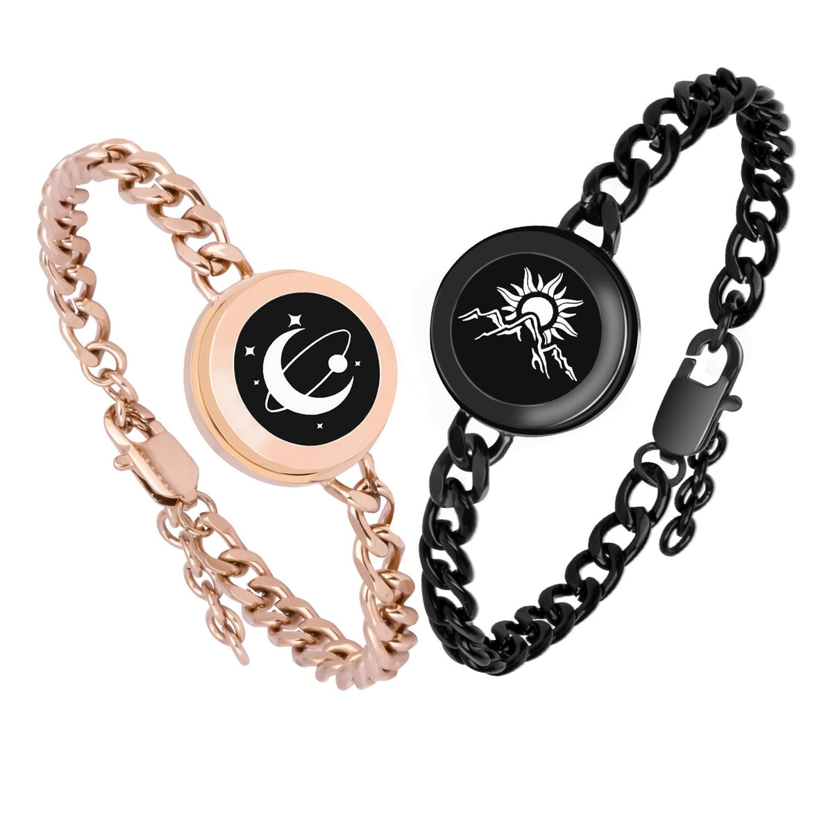 EAOYAO Long Distance Touch Bracelets,Vibration & Light up Couples Bracelets, Remote Smart Matching Couples Bracelet for 