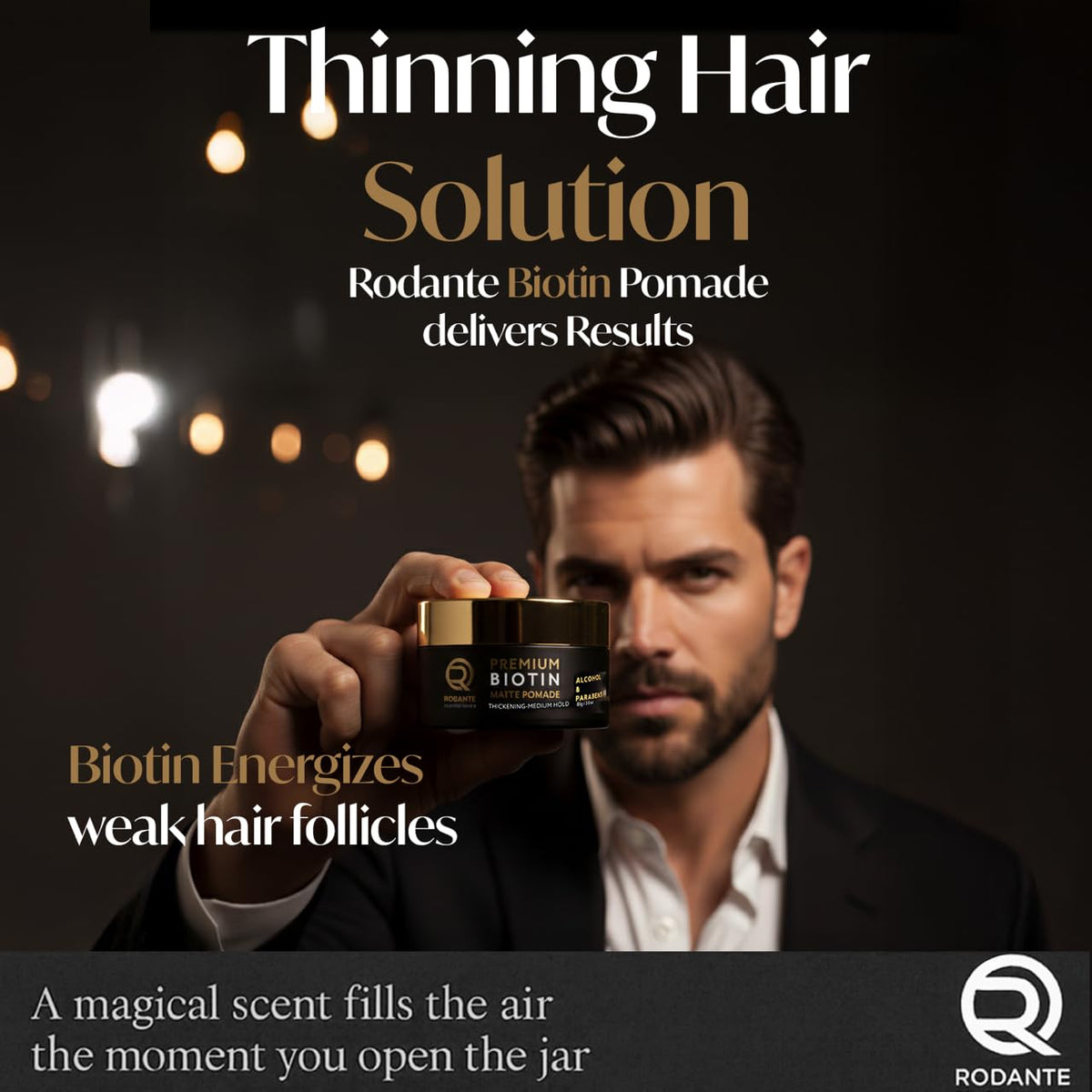 Rodante Beverly Hills Biotin Matte Cream Texture Paste Clay Pomade, Premium Thickening Cream Medium Hold & Anti Hair Los