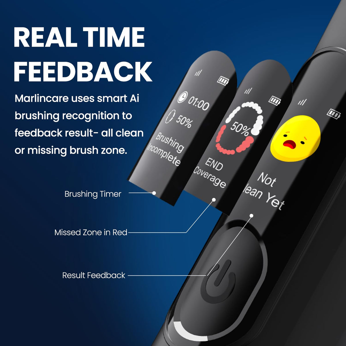 Electric Toothbrush with Pressure Sensor Black - Marlincare Official Imagery - 7