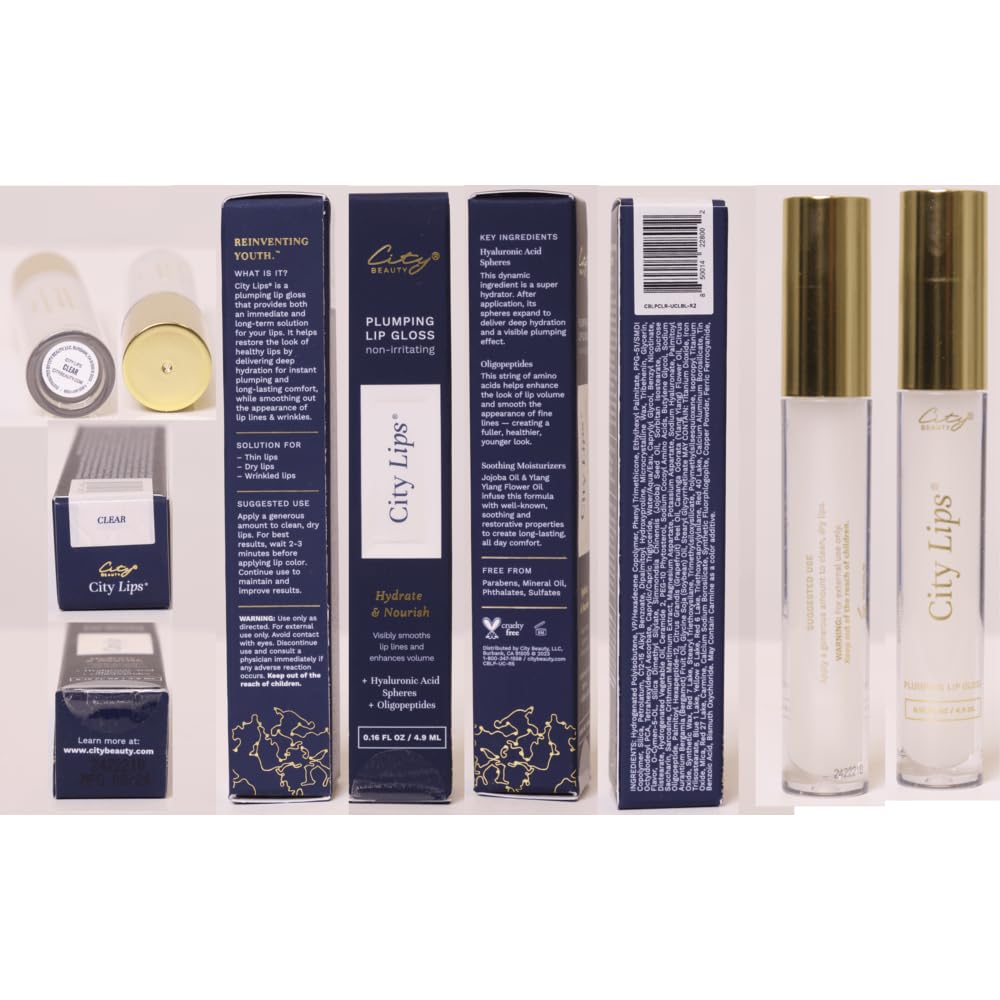 City Beauty City Lips Clear Plumping Lip Gloss, Hyaluronic Acid 0.16oz – product photo (Lip Glosses)
