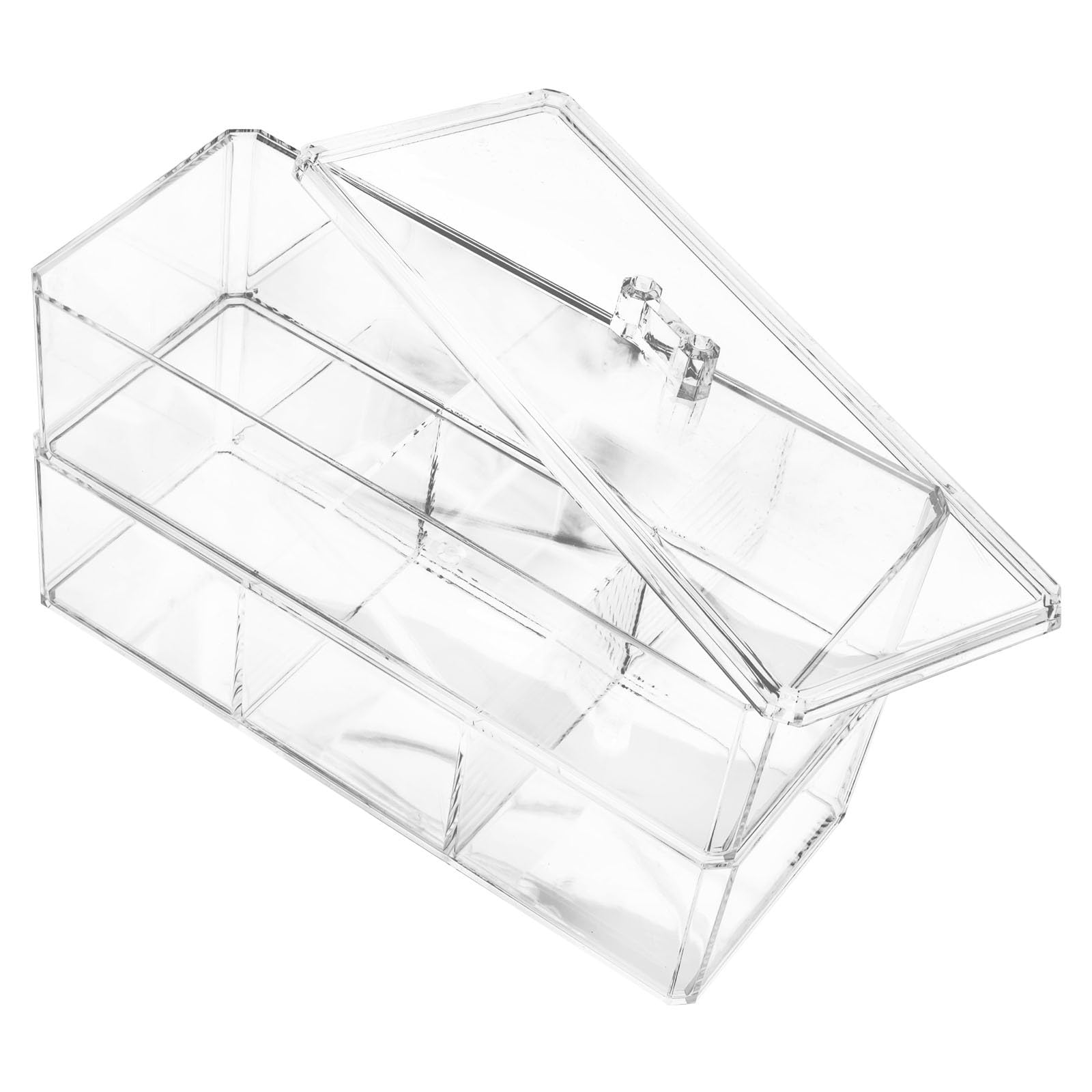 MAGICLULU makeup puff holder caddy with 2-layer acrylic organizer, 4 compartments for beauty sponges and cosmetics storage