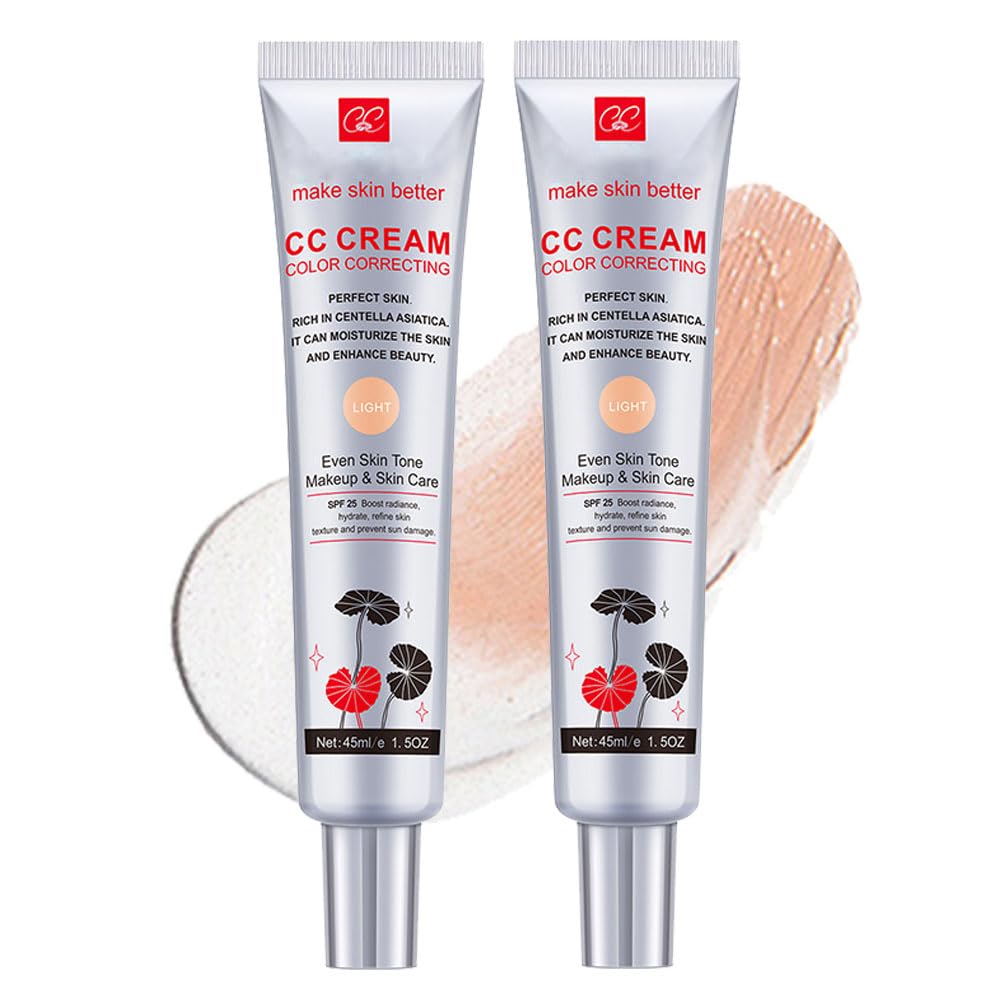 Fovcos Color Correcting CC Cream with SPF 25, Coverage Lightweight Foundation, Hydrating Serum, Even Skin Tone Makeup an