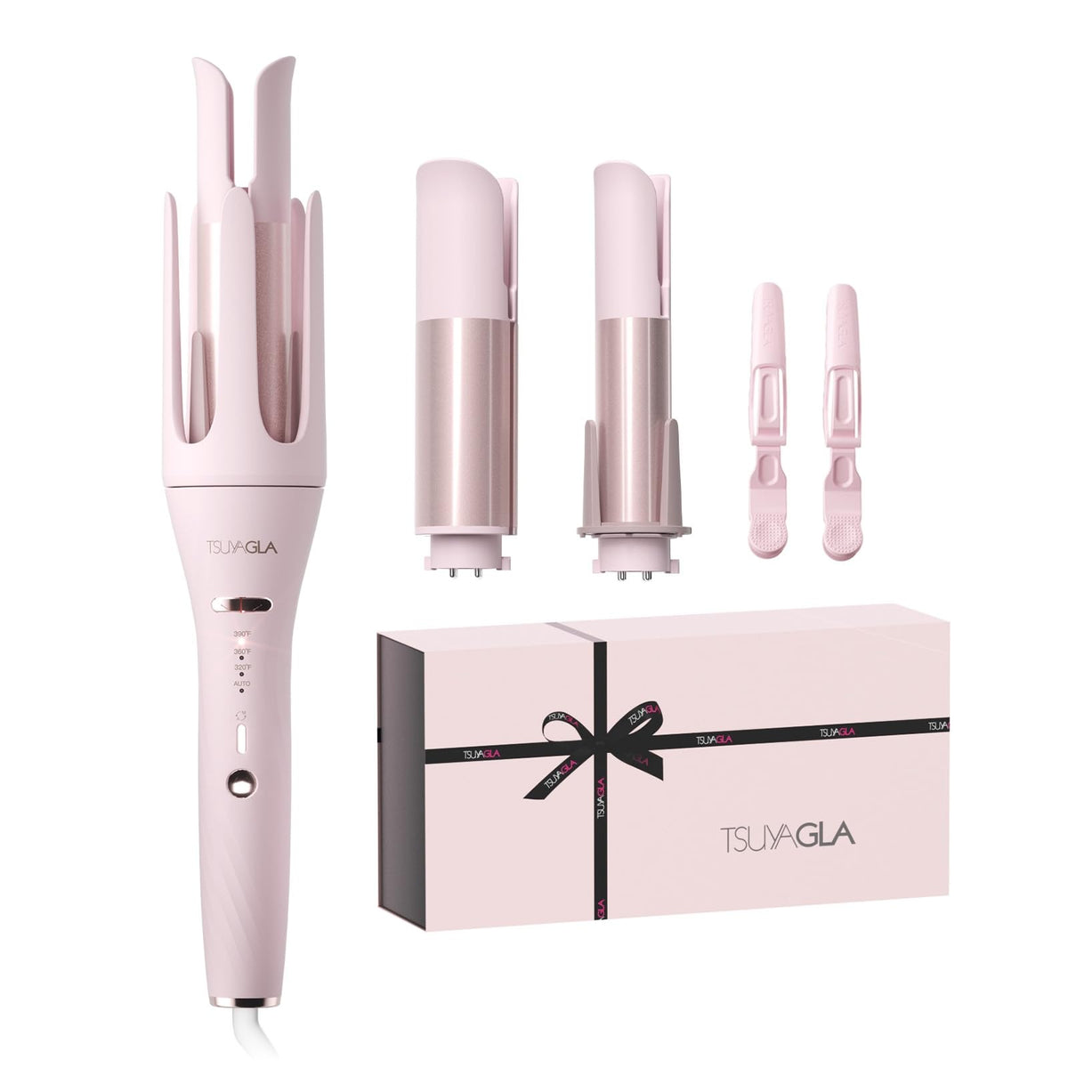 TSUYAGLA 3 in 1 Automatic Curling Iron, Hair Curlers, 1"-1.25"-1.5" Barrels – Pink, Ceramic, 1 Inch, 1.25 In