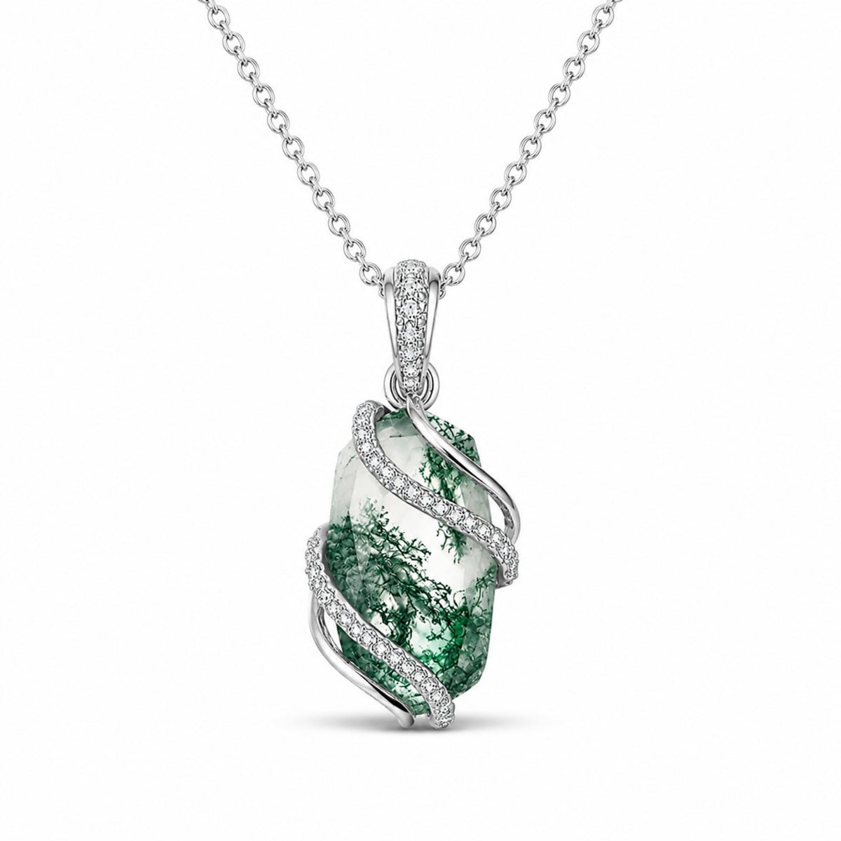 KiiKii Handmade Natural Stone Necklace, White Gold Plated Jewelry Gift – White-A11, 0.94*0.39 inches