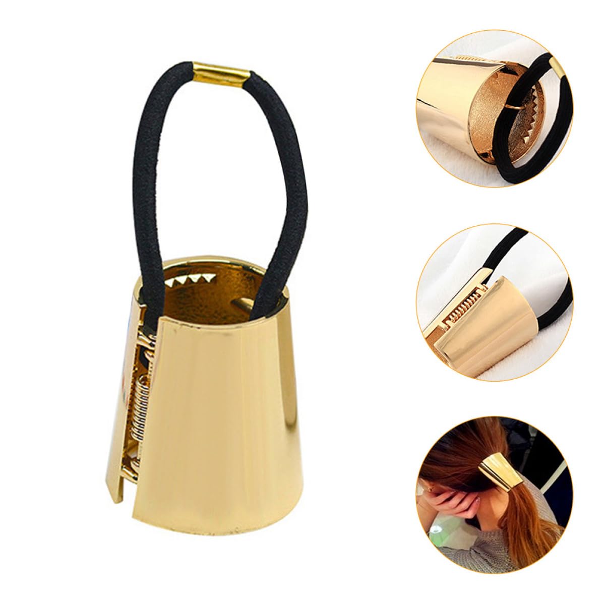 PLAFOPE Metal Hair Tie Gold Hair Elastic Ponytail Holder for Everyday Use and Styling