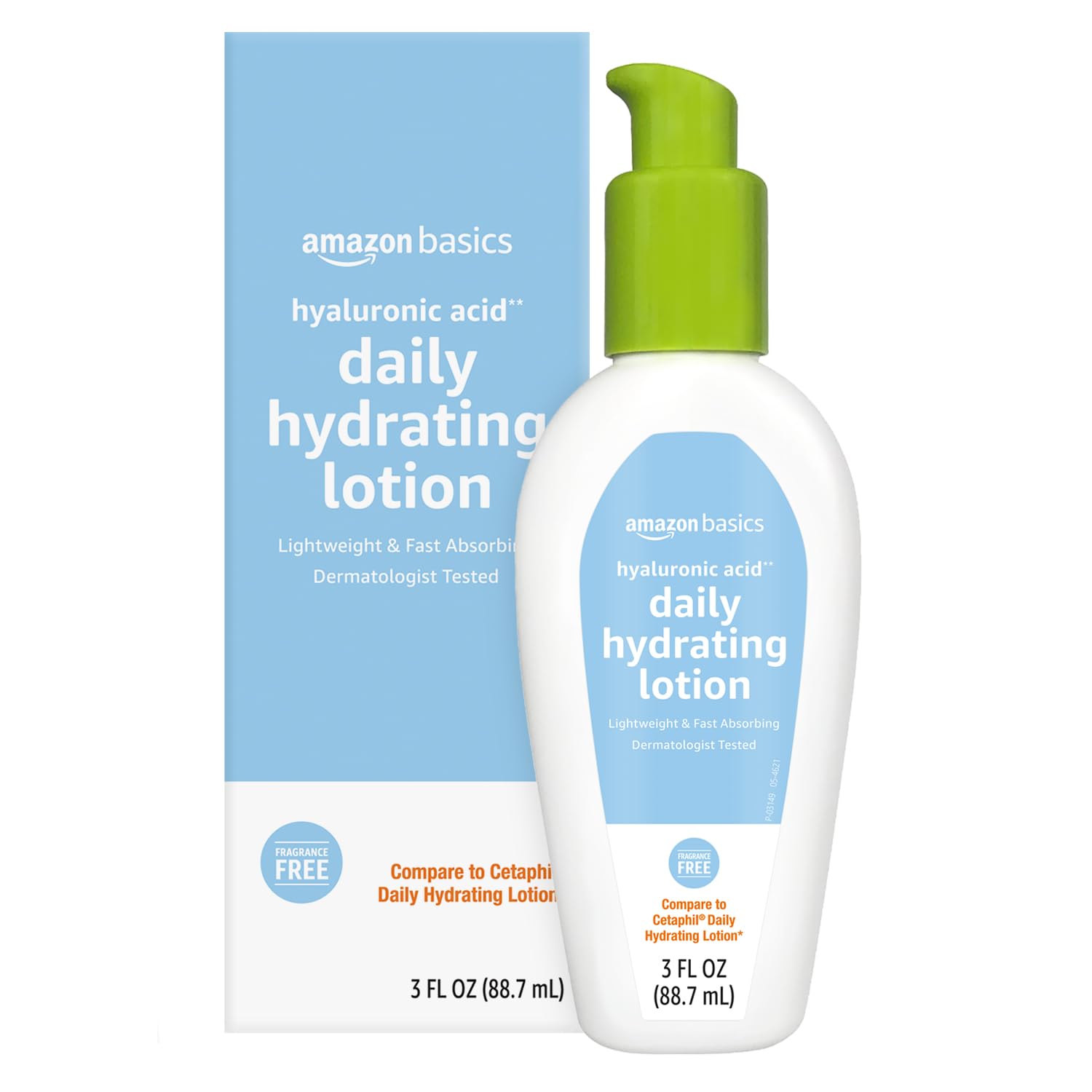 Amazon Basics Hyaluronic Acid Face Moisturizer in 3oz jar, showing the skincare product with a clean, minimalist label.