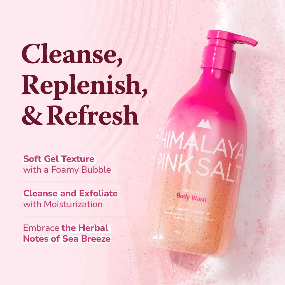 HIMALAYA PINKSALT Daily Scrub & Body Wash 21.1oz – full view, size 21.1 Ounce (Pack of 1)