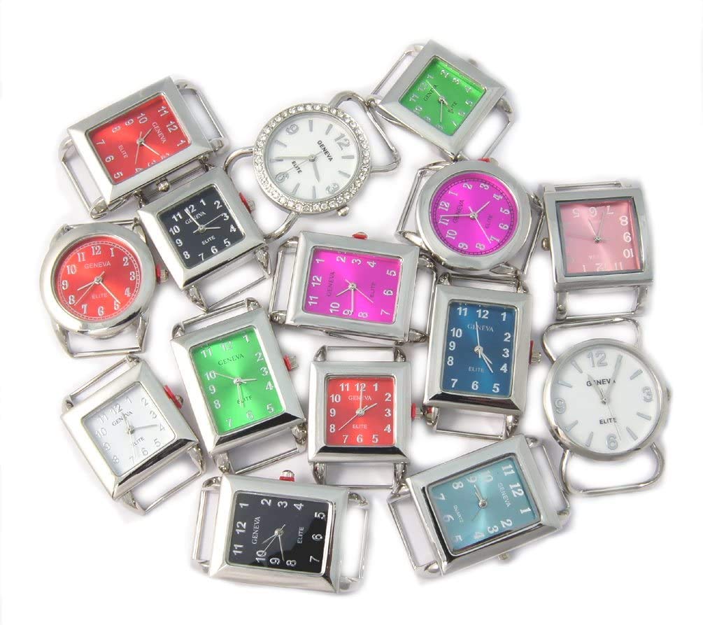 Geneva Ribbon Bar Watch Faces for Beading, 10 PCs Assorted