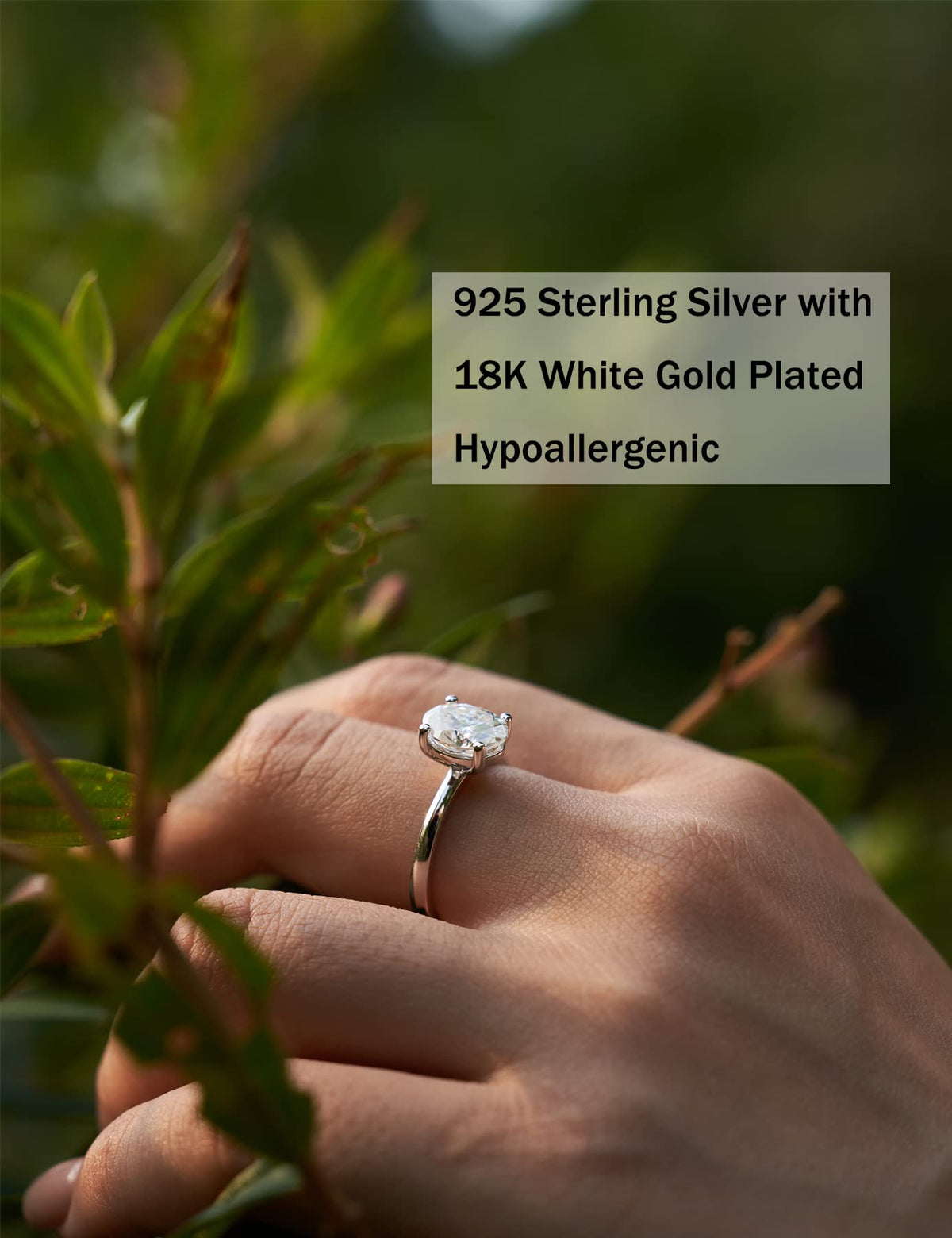 IMOLOVE Moissanite Engagement Rings for Women Round Oval Solitaire & Pave – packaging and label